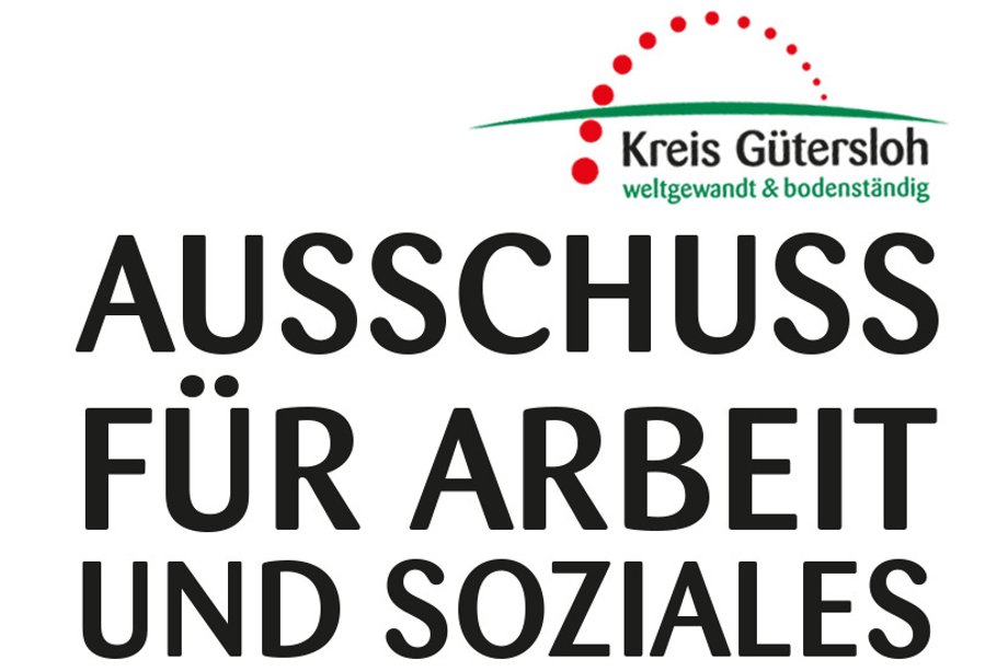 Dachmarke des Kreises Gütersloh oben rechts  kombiniert mit dem Schriftzug Ausschuss für Arbeit und Soziales