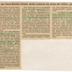 Zeitungsausschnitt mit der Überschrift: Ist die Werkstatt für Behinderte nichts anderes als eines der vielen "psychiatrischen Arbeitshäuser"?