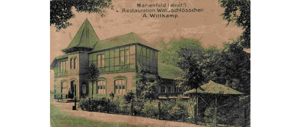 Restauration A. Wittkamp mit Gartenwirtschaft, Ansichtskarte, noch vor der Saalerweiterung von 1924